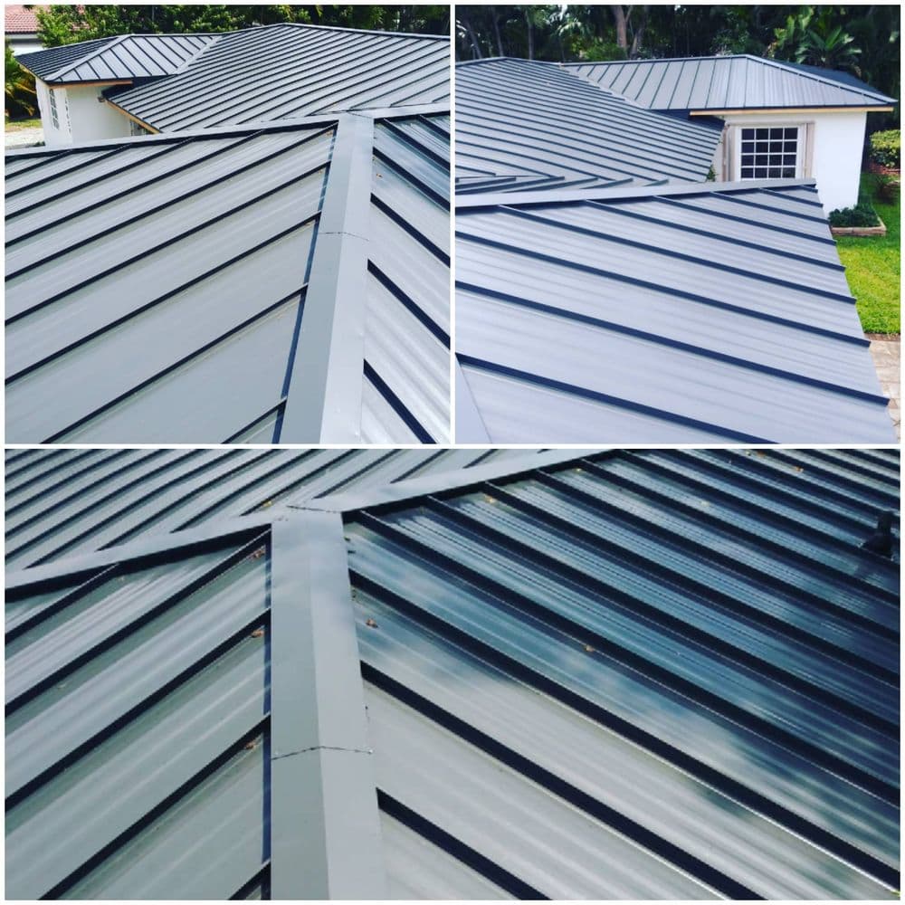 Metal roof installation showcasing sleek, durable panels and modern design angles.